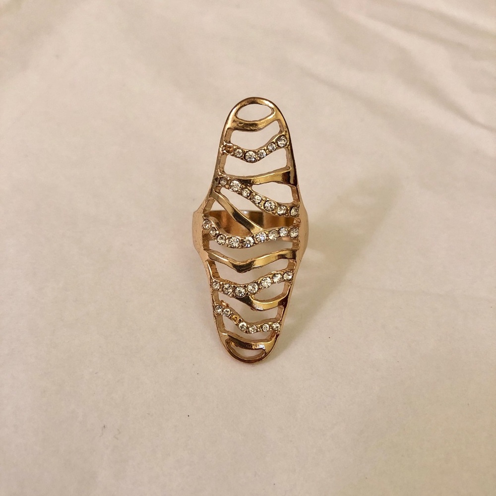 Gold Rhinestone Statement Ring